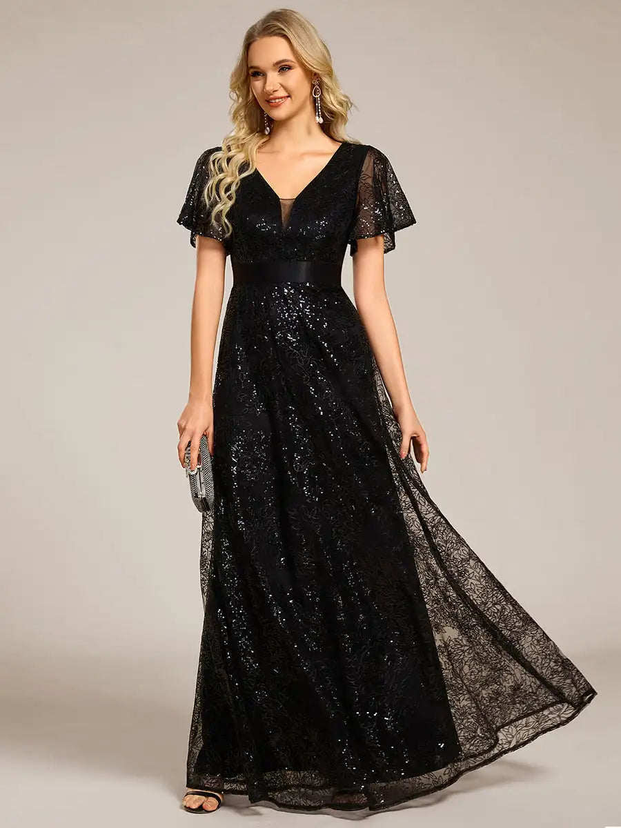 Gorgeous Sequined Floor-Length Gown