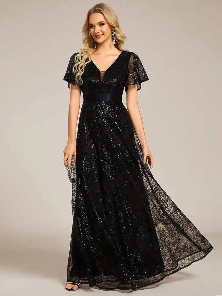 Gorgeous Sequined Floor-Length Gown