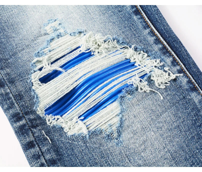 Sleek Patch Detail Slim Denim Jeans Pants