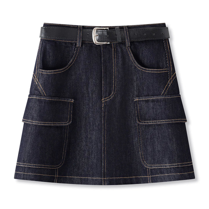 Stylish High Waisted Blue Denim Mini Skirt