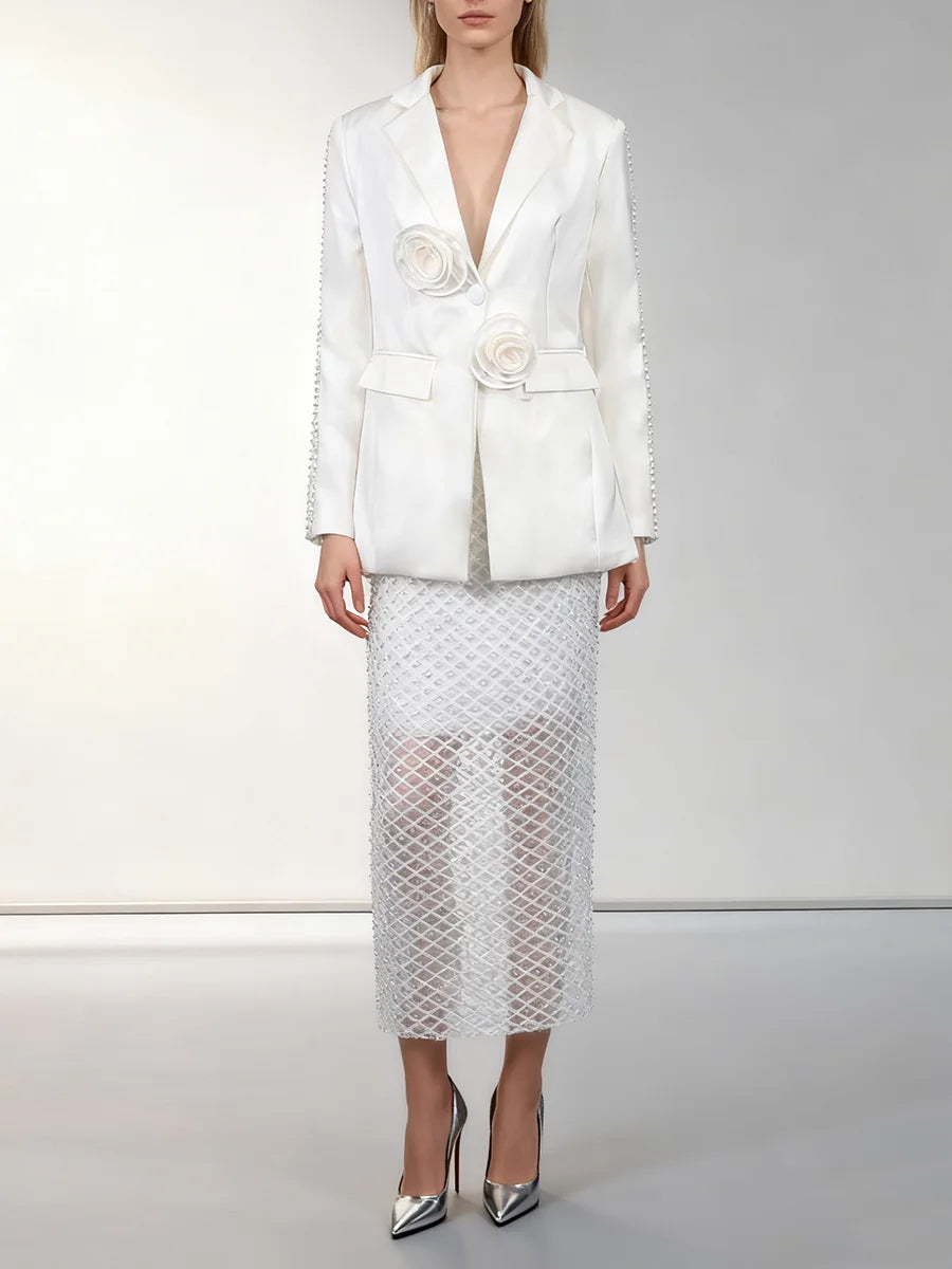 Courtly Spliced Bead Two-Pieces Skirt Set