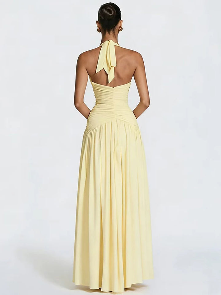 Luxury Pleated High Split Maxi Dress