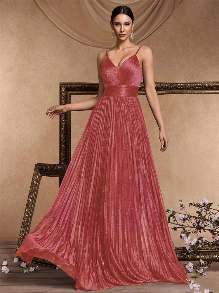 Stunning Deep V-neck Evening Gown
