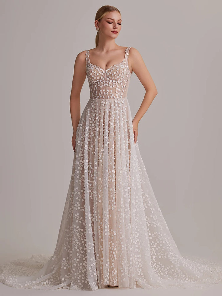 Romantic Mesh Polka Dot Bridal Dress