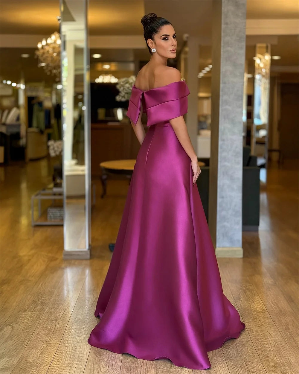 Sleek A-Line Satin Evening Dress