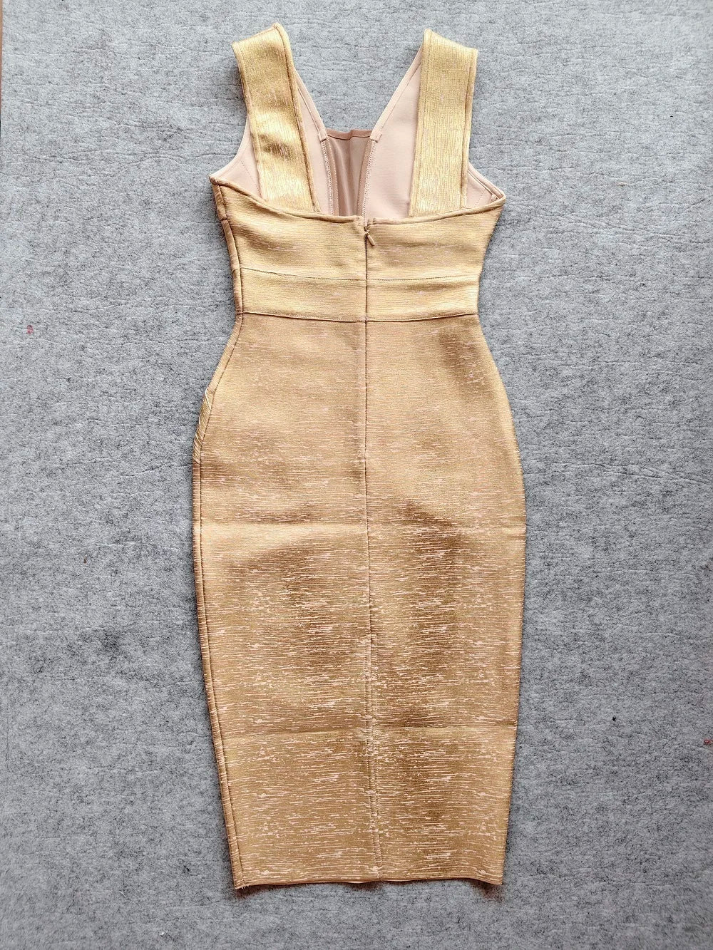 Luxurious Gold Metallic Bodycon Dress