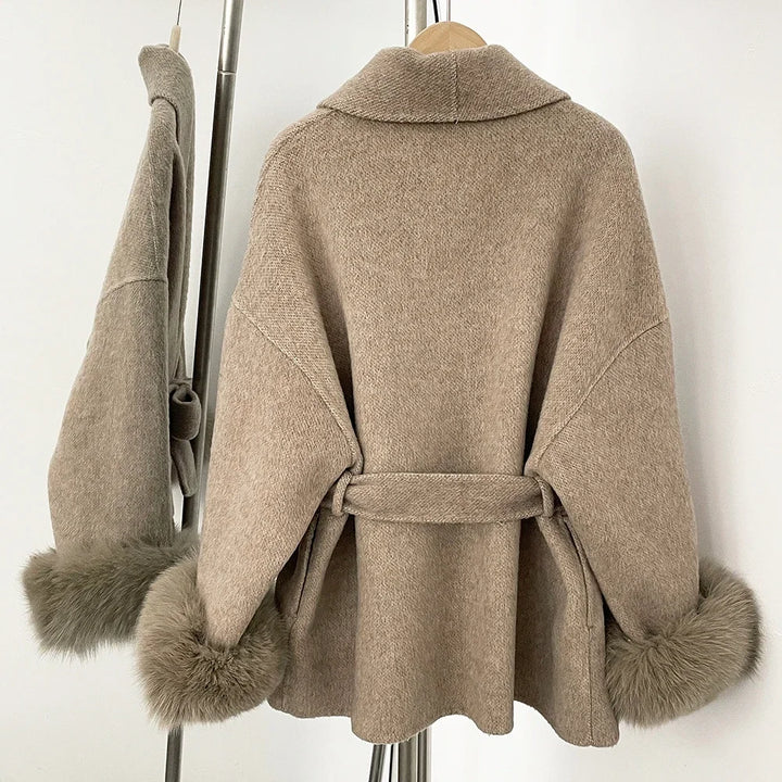 Sleek Natural Fur Wool Jacket