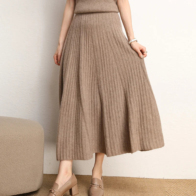 Timeless A-Line Midi Cashmere Skirt