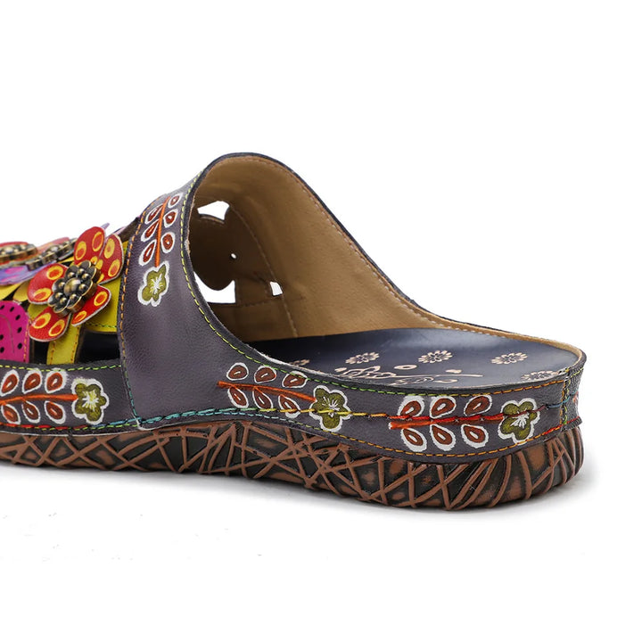 Luxury Hand-painted Flower Flat Slippers