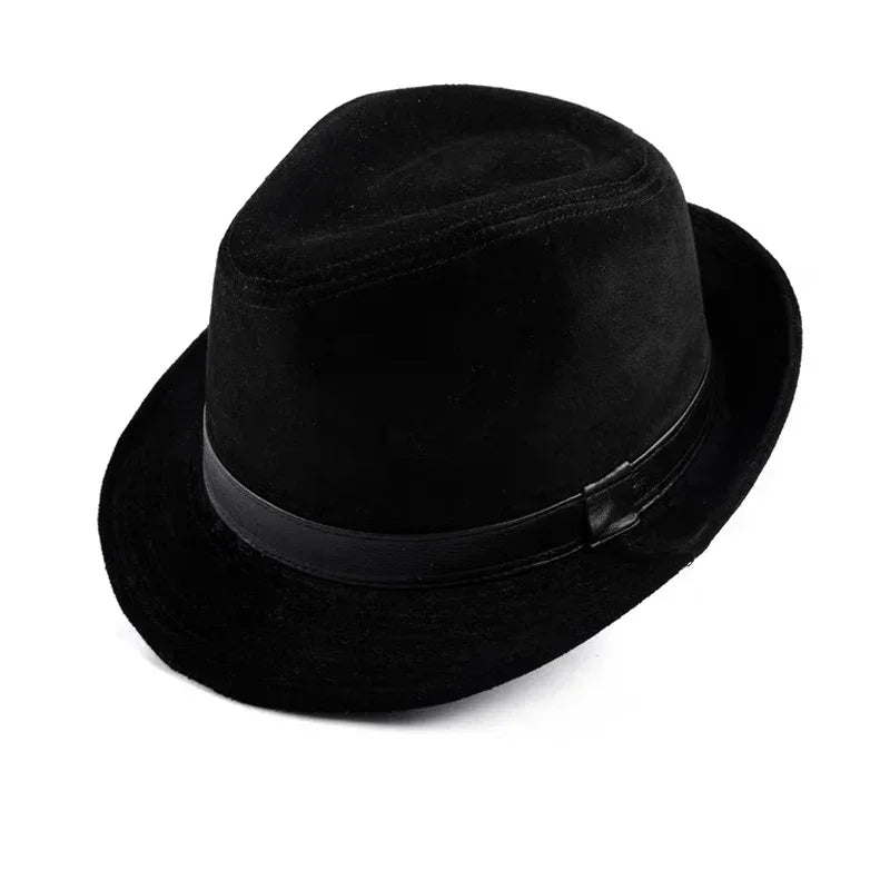 Stylish Black Geometry Real Leather Hat