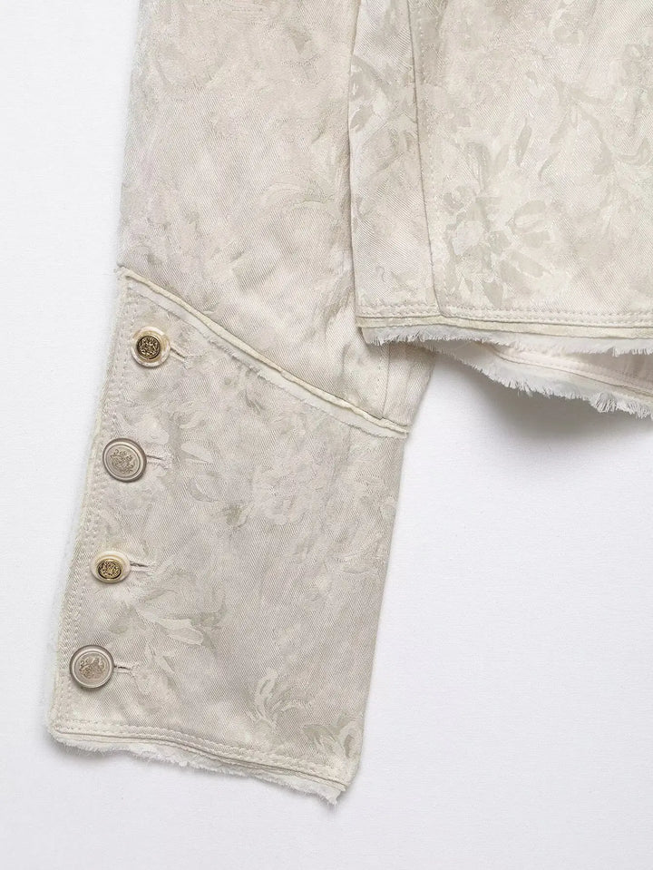 Stylish High-neck Jacquard Cropped Coat