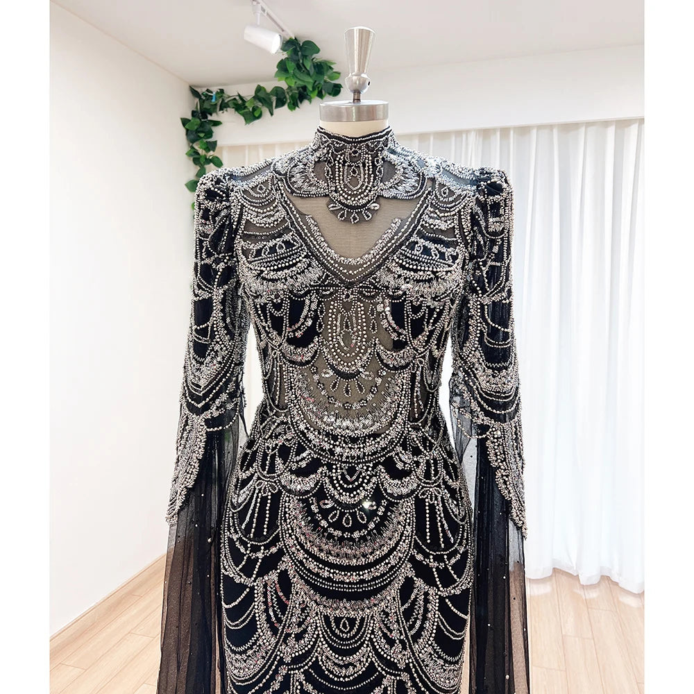 Cape Sleeves Arabic Evening Dress