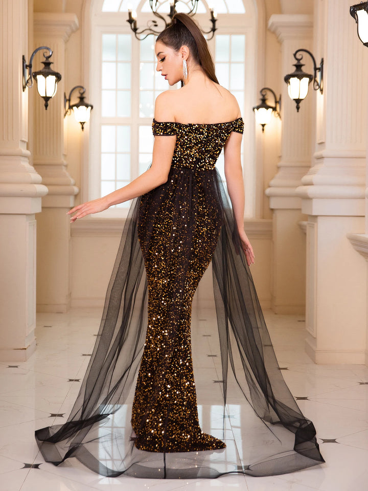 Glamorous Mesh Evening Party Gown