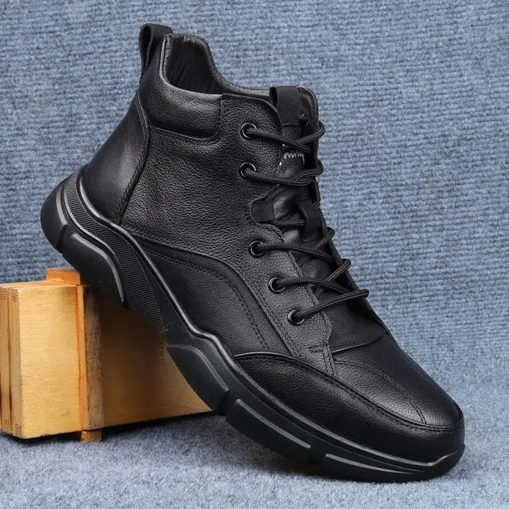 Clever Plush High-Top Leather Sneakers