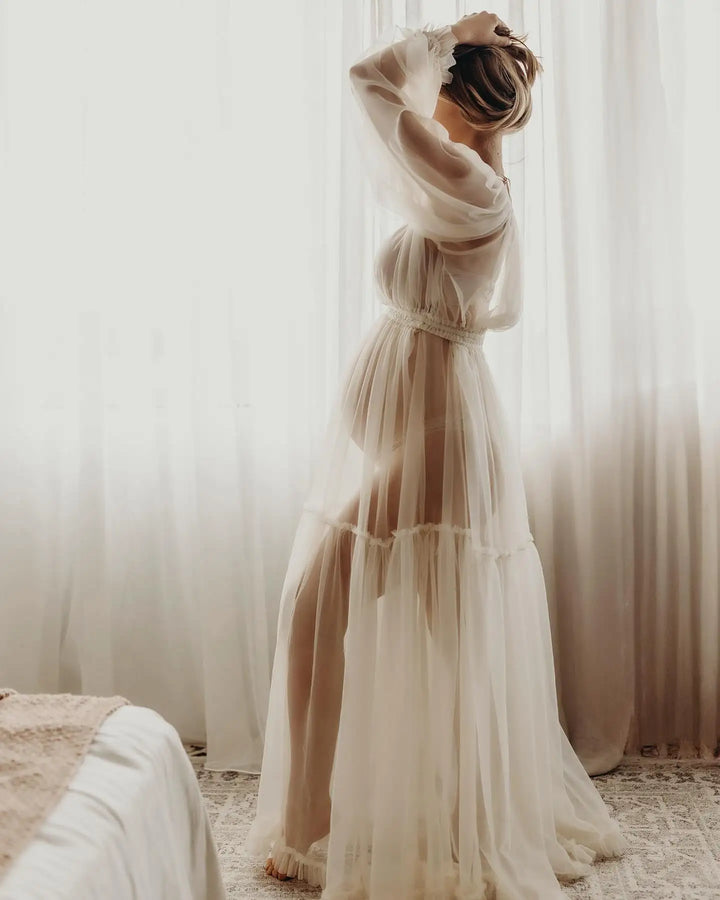Stylish Transparent Chiffon Maternity Dress