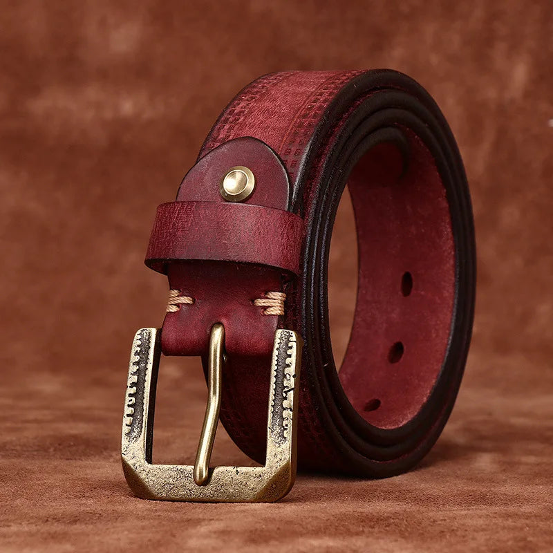 Stylish Frosted Embossed Leather Belt