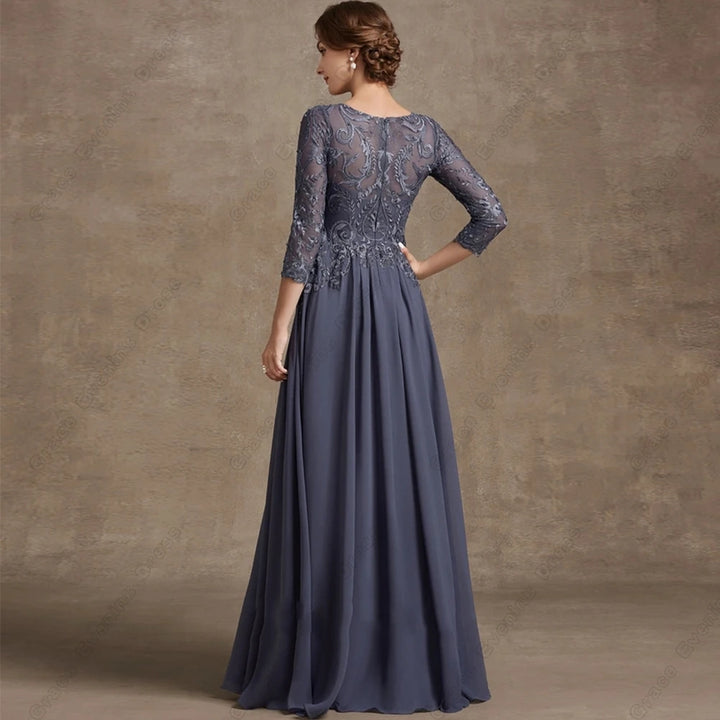 Three Quarter Sleeves Evening Gown