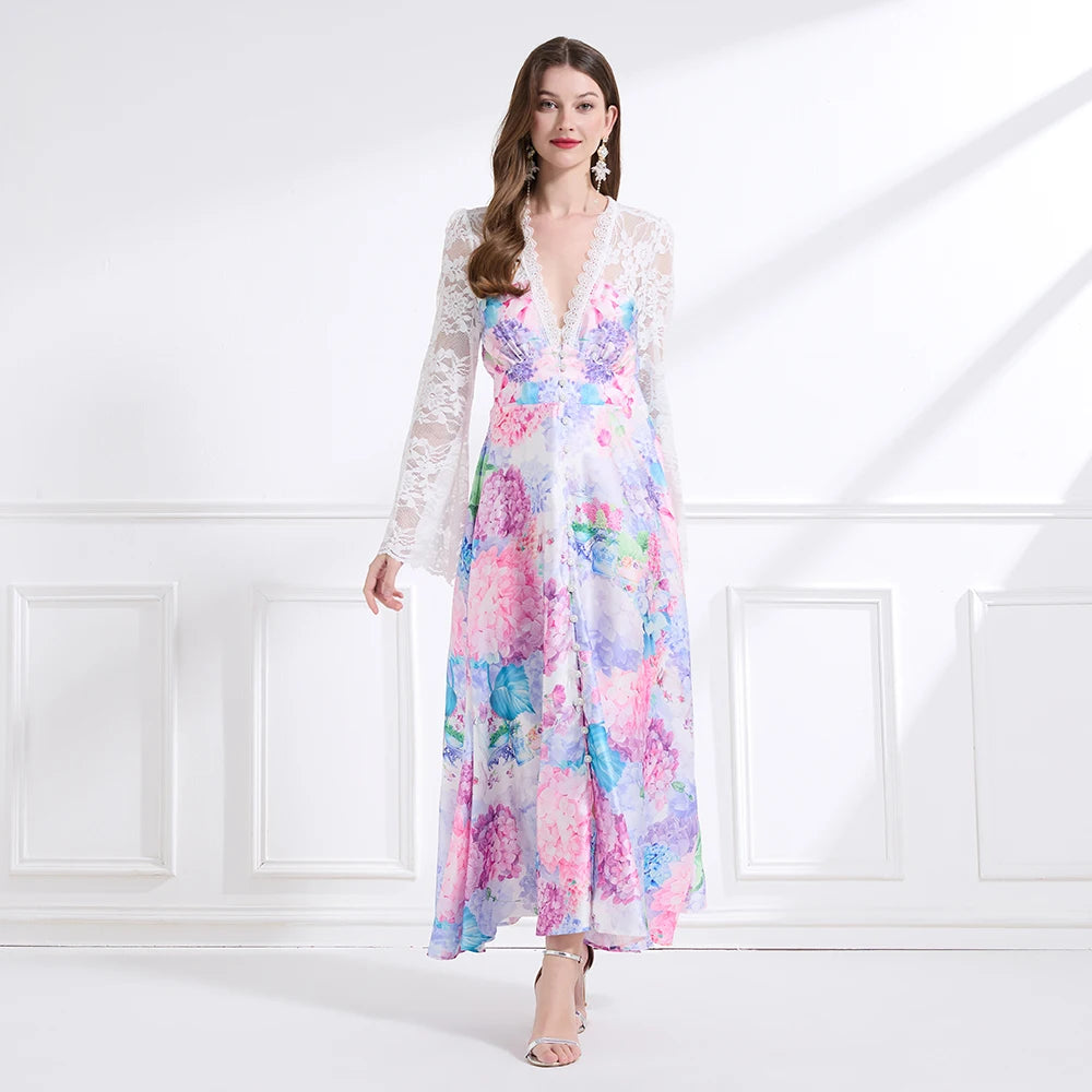 Refined Floral Print Maxi Dress