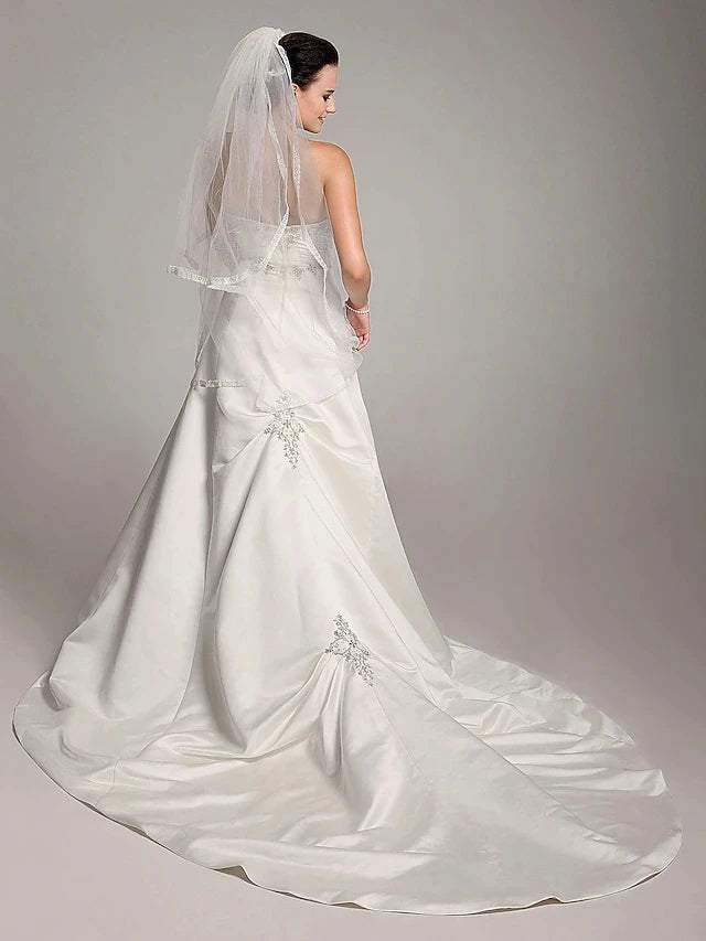 Satin Beaded Women's Wedding Dress