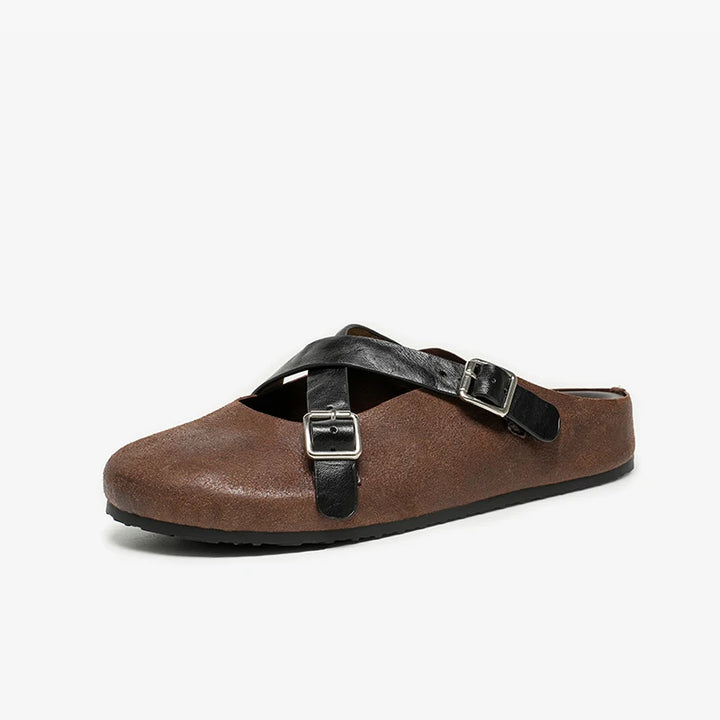 Refined Cross-Tied Outdoor Slippers