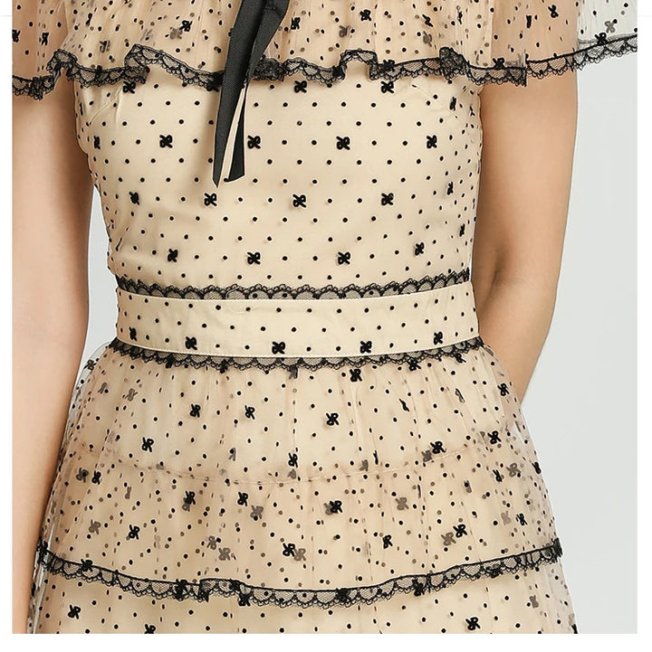 Mesh Sweet Polka Dot Formal Dress