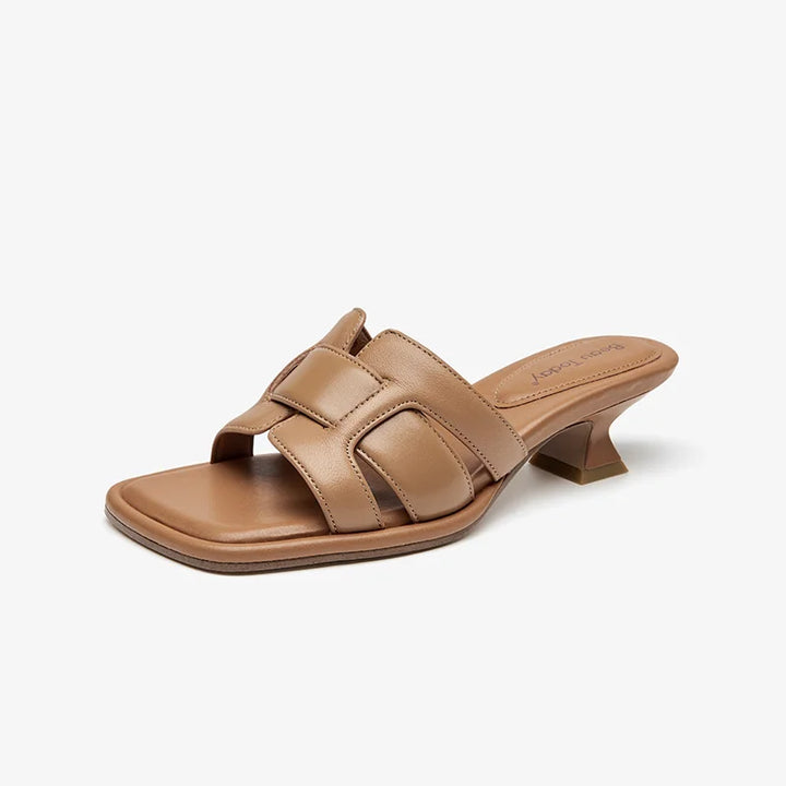 Sleek Woven Mid Heel Slippers