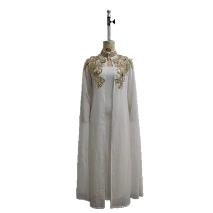 Refined Embroidery Two Piece Jalabiya Set