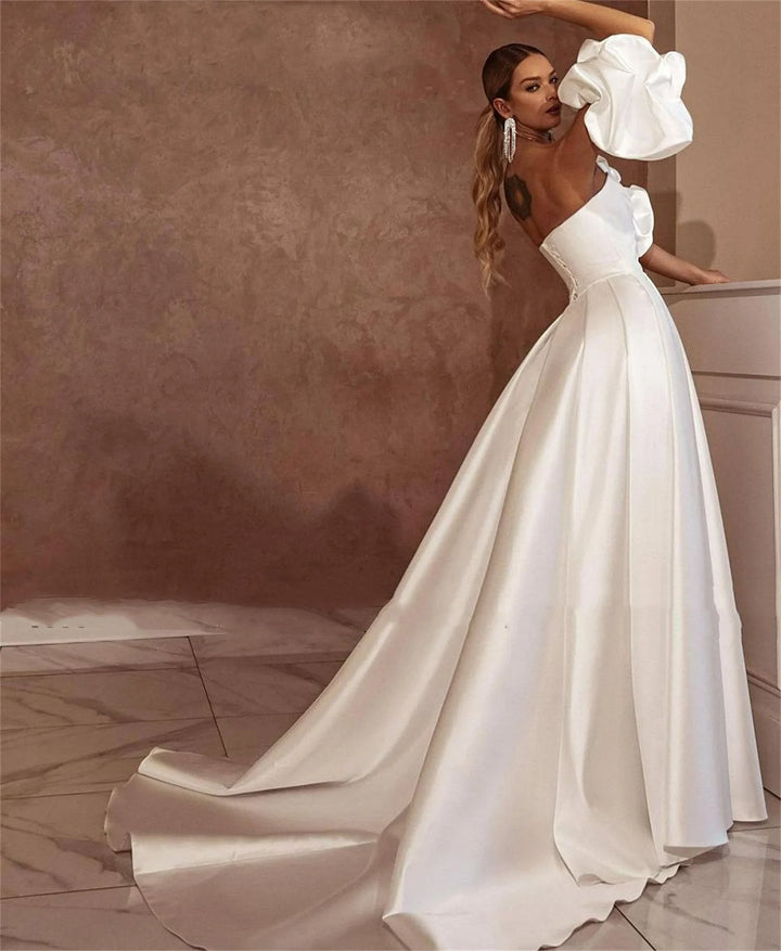 Detachable Puff Sleeves Wedding Dress