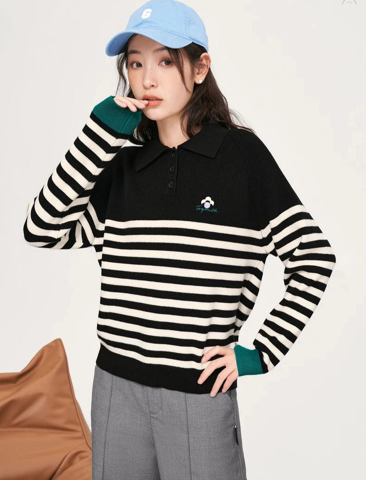 Black and White Stripes Warm Sweater