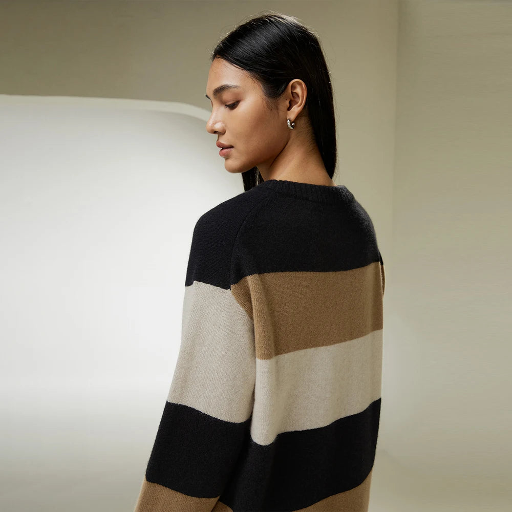 Tri-Colored Stripe Cashmere Sweater