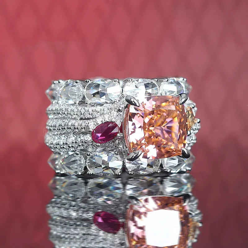 Luxury Ice Cut Synthetic Zircon Ring