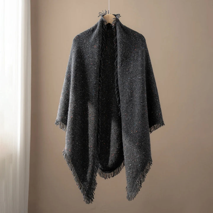 Elegant Rainbow Tassel Pure Cashmere Shawl