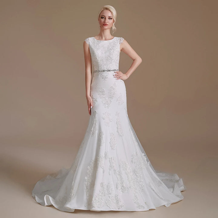 Gorgeous Appliqued Lace Wedding Dress