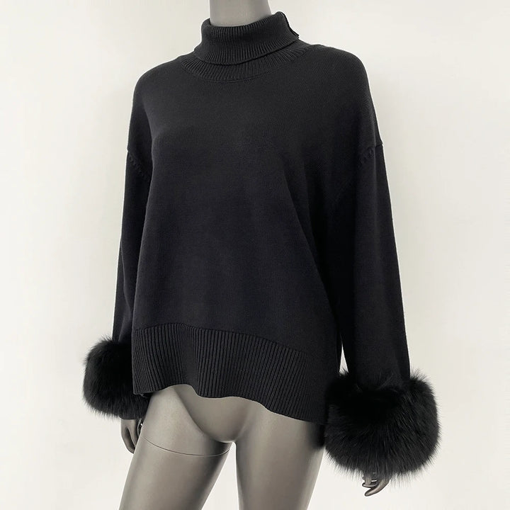 Stylish Standup Collar Loose Knitted Jumper