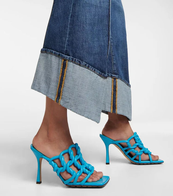 Fashionable Square-Toe Woven Sandals