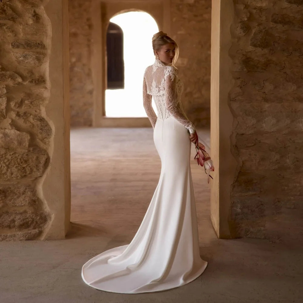 Charming High Split Lace Bridal Dress