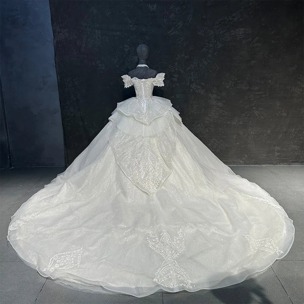 Court Train Organza Bride Dress