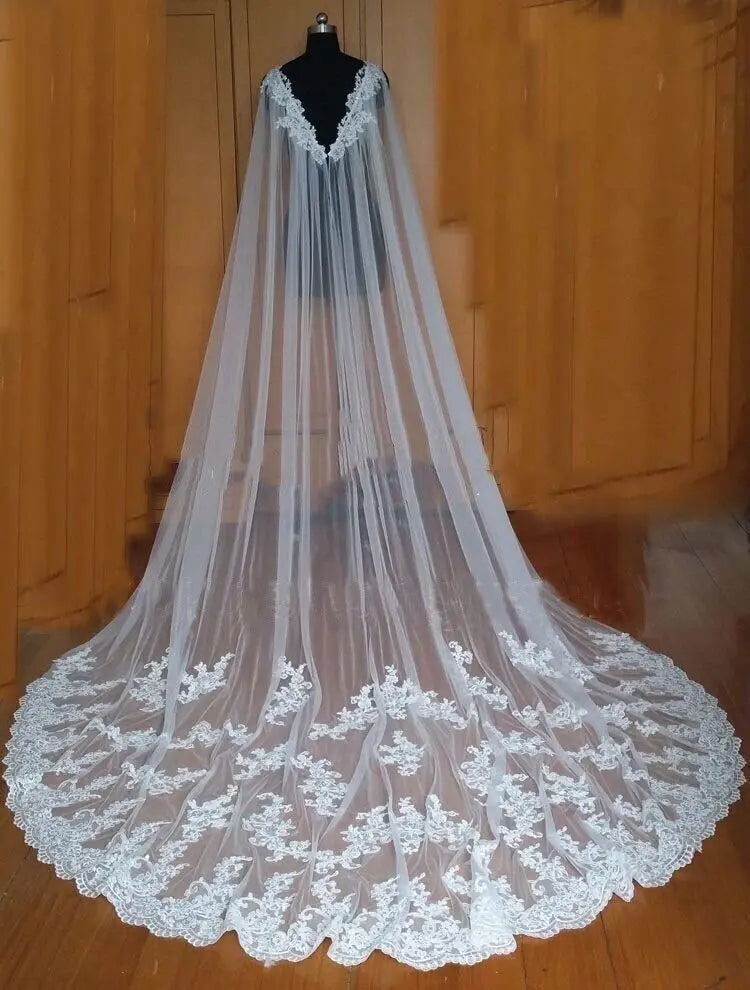 Elegant Lace Appliques Wedding Shawl