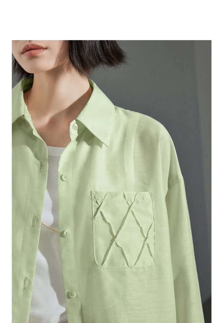 Lyocell Ice Silk Pocket Blouse