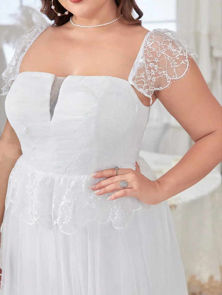 Refined Mesh Patchwork Bridal Dress