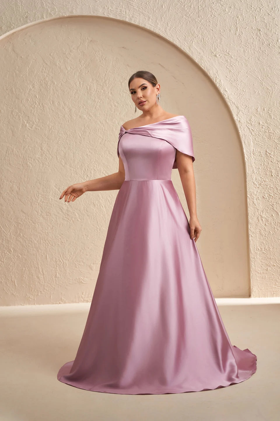 Sweet Draped Satin Evening Party Gown