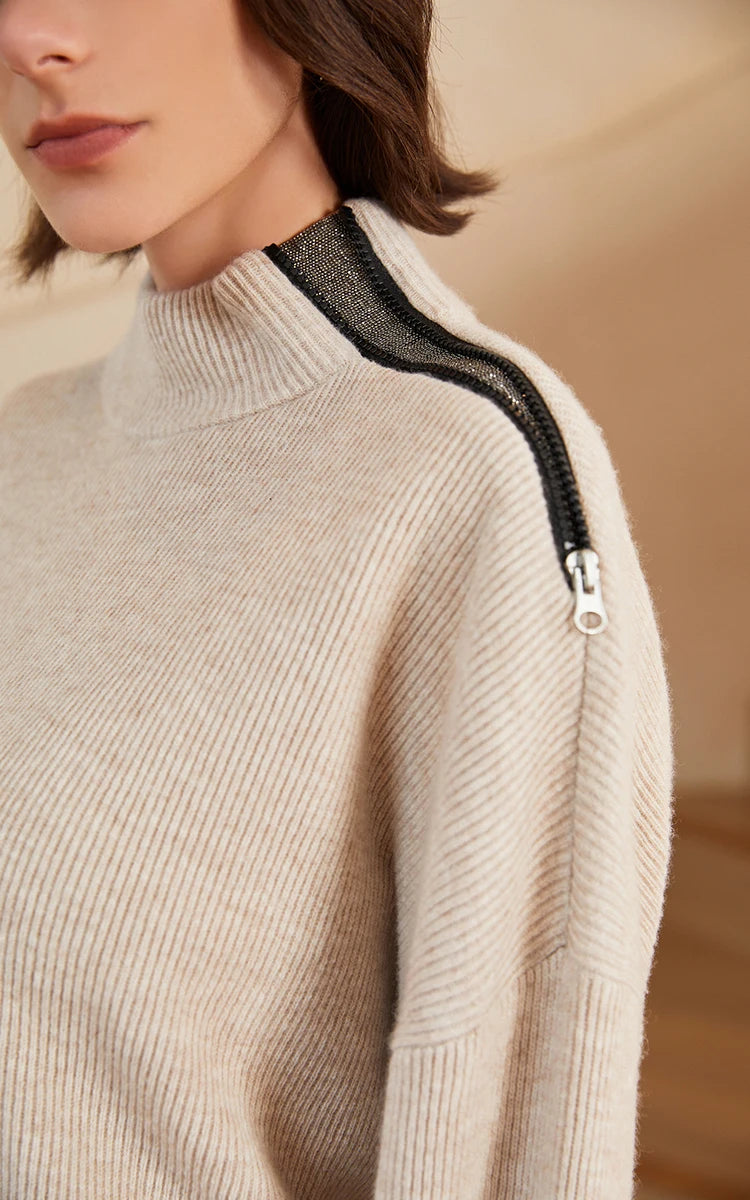 Half High Collar Wool Knit Sweater