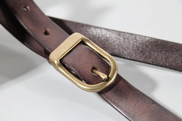 Stylish Cowhide Leather Narrow Belt