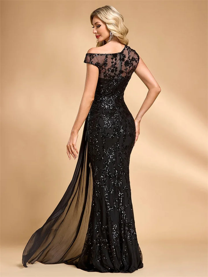 Sweet Sequin Ribbon Formal Dress