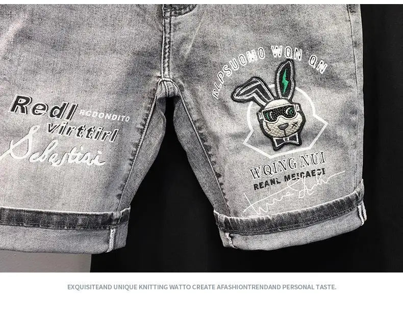 Stylish Rabbit Embroidery Shorts