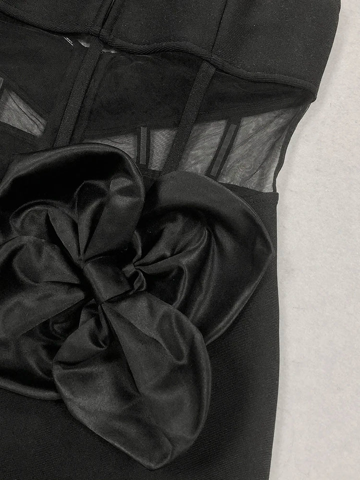 Stylish Mesh Flower Bodycon Dress