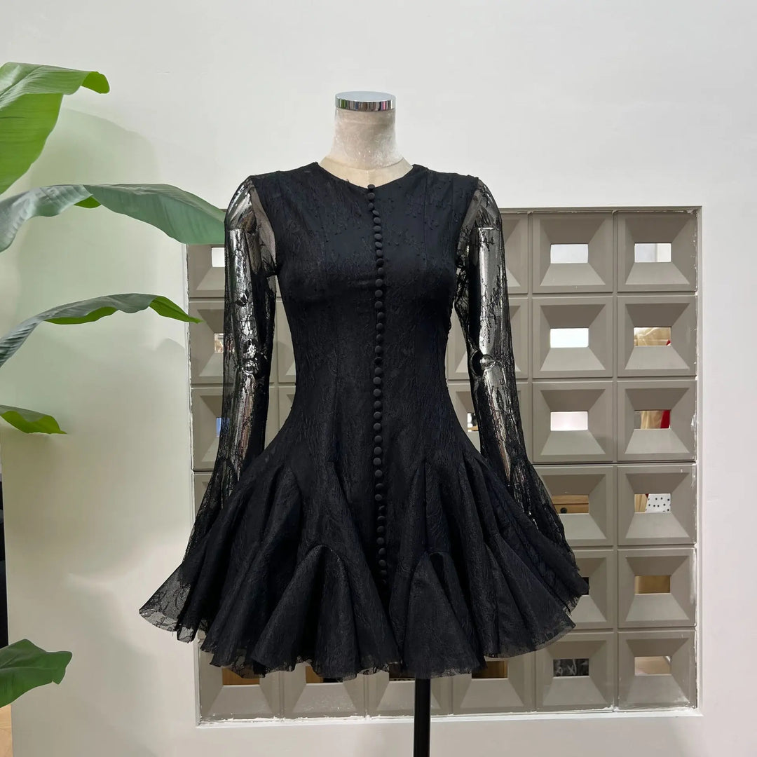 Sweet Flare Sleeves Mini Dress