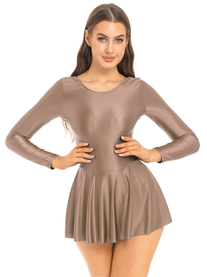 Sleek Shiny Leotard Dress