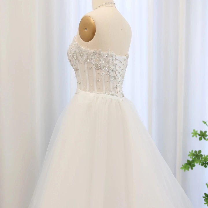 Halter Mermaid Wedding Dress With Detachable Overskirt