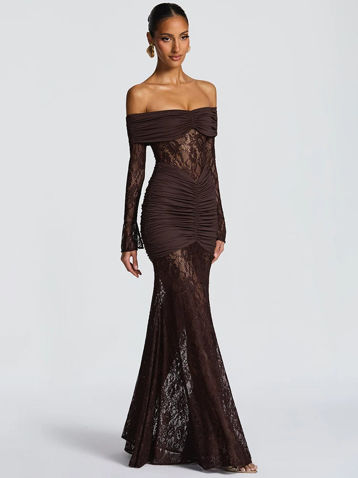 Beauteous See Through Strapless Maxi Dress